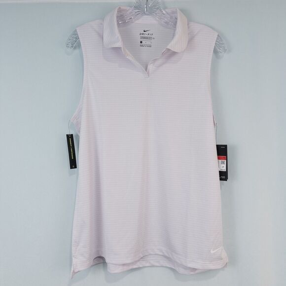 Nike Tops - Nike Dry Victory Textured Sleeveless Golf Polo Womens Large Light Purple CI9809